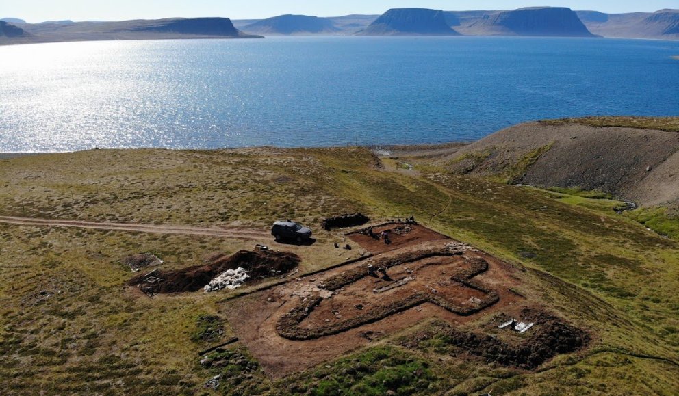 Loftmynd af minjum í landi Auðkúlu árið 2020. © Náttúrustofa Vestfjarða.