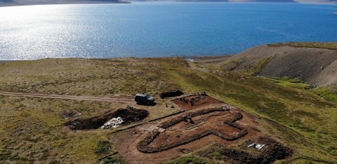 Loftmynd af minjum í landi Auðkúlu árið 2020. © Náttúrustofa Vestfjarða.